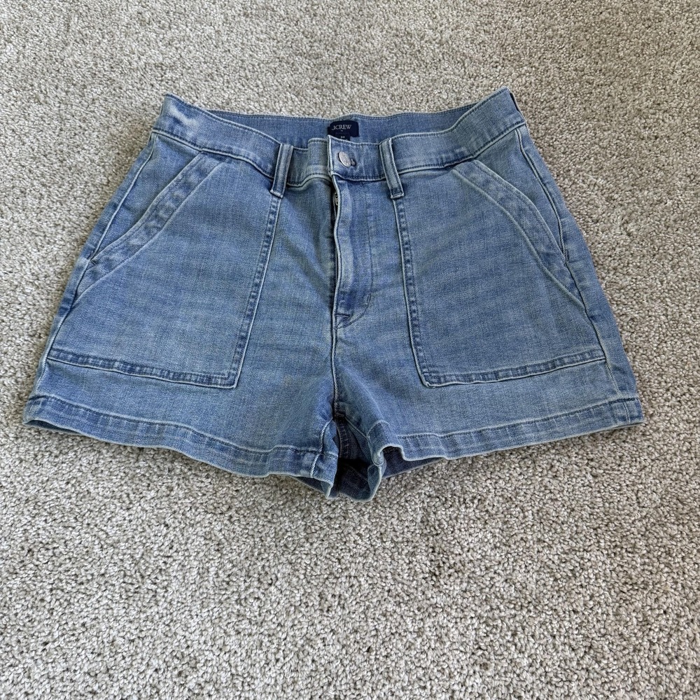 J.Crew Denim Shorts Womens 30 Blue Utility Patch Pockets Stretch Casual Summer